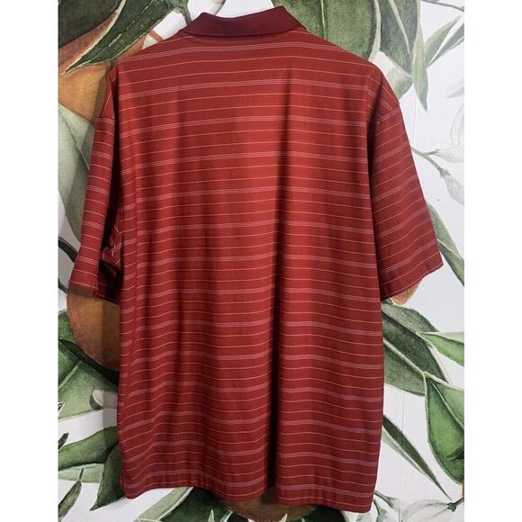 Nike Golf Large Fit Dry Striped Red Short Sleeve Golf Shirt - Picture 7 of 7